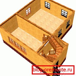 Шематски приказ првог спрата у кући 8к8 м. Шематски приказ првог спрата у кући 8к8 м.